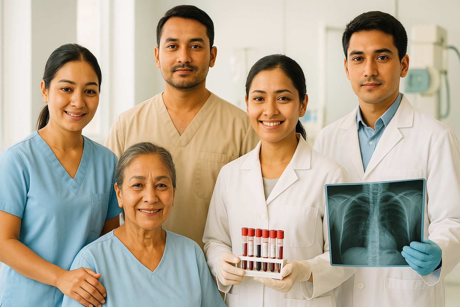 Healthcare professionals in modern medical facility