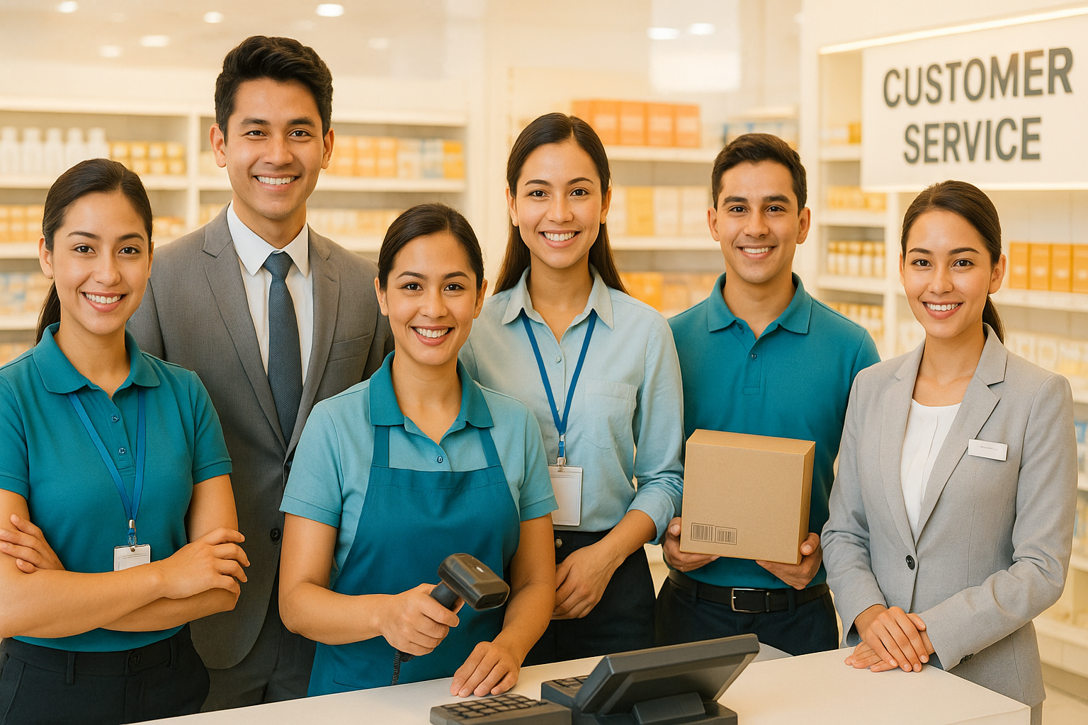 Retail professionals providing customer service